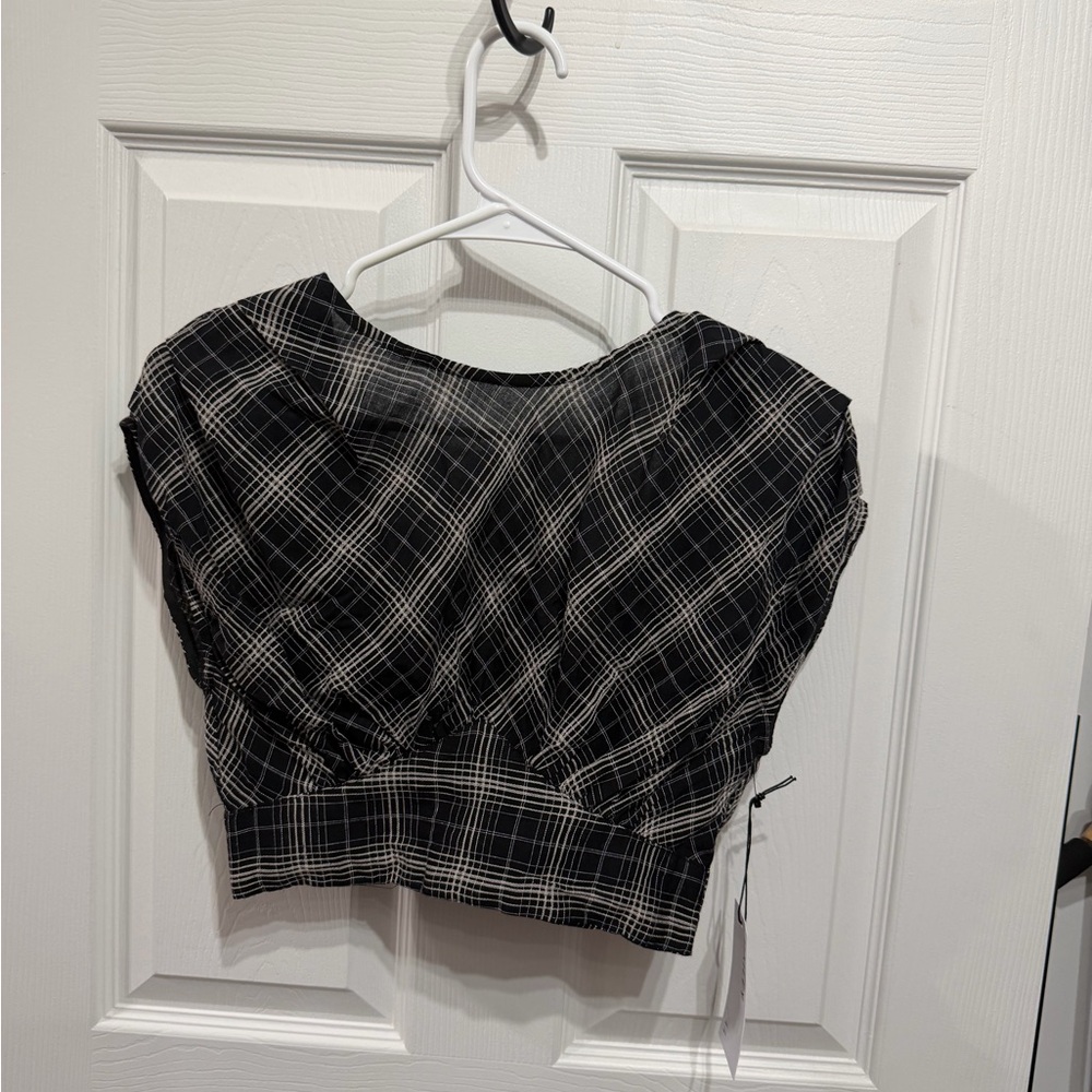 Plaid Black and White Women's Top